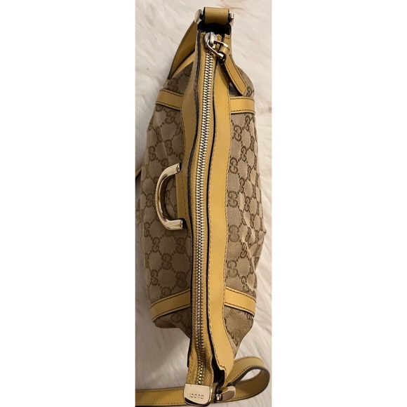 Vintage Gucci GG Canvas D Ring Crossbody with Yellow Trim - Picture 9 of 16
